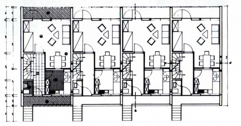 Quartiere sperimentale a Torre Ranieri, esempio di tipologia duplex - pianta piano inferiore