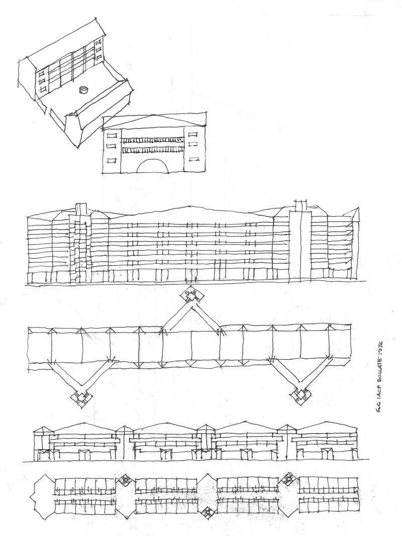 1. Guido Canella, Quartiere IACP a Bollate, disegno di studio, 1976