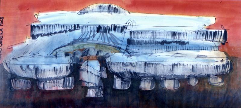 6. Guido Canella, Scuola elementare al villaggio Incis di Pieve Emanuele. Disegno di studio, 1968