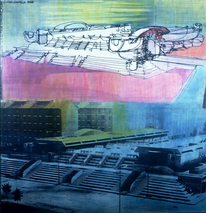 7. Guido Canella, Scuola elementare al villaggio Incis di Pieve Emanuele. Disegno di studio, 1968