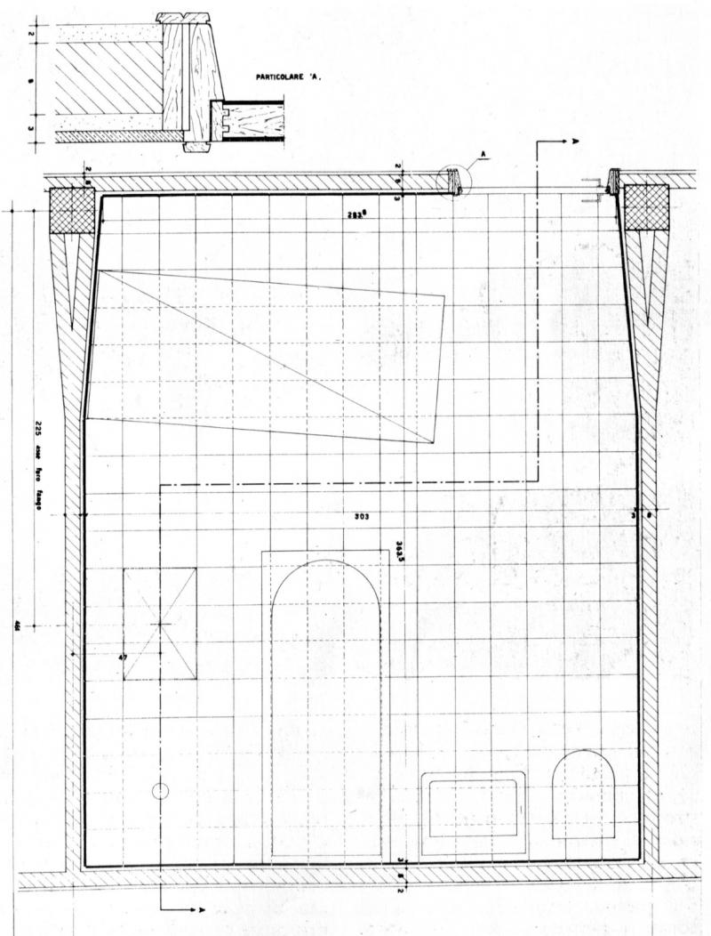 Pianta della camera di cura per bagni e fanghi