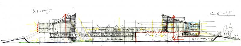 Disegno di studio, schizzo sezione 