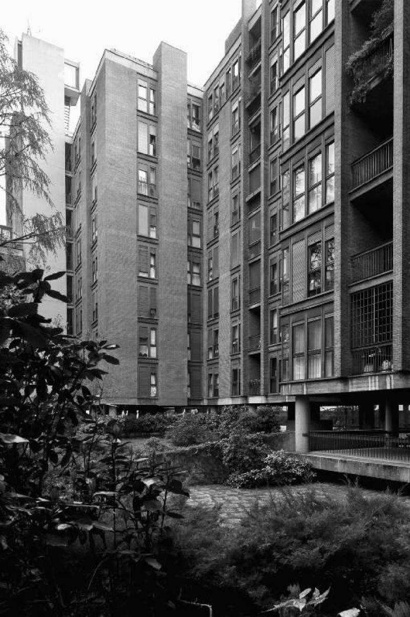 Vista dal giardino degli edifici residenziali
