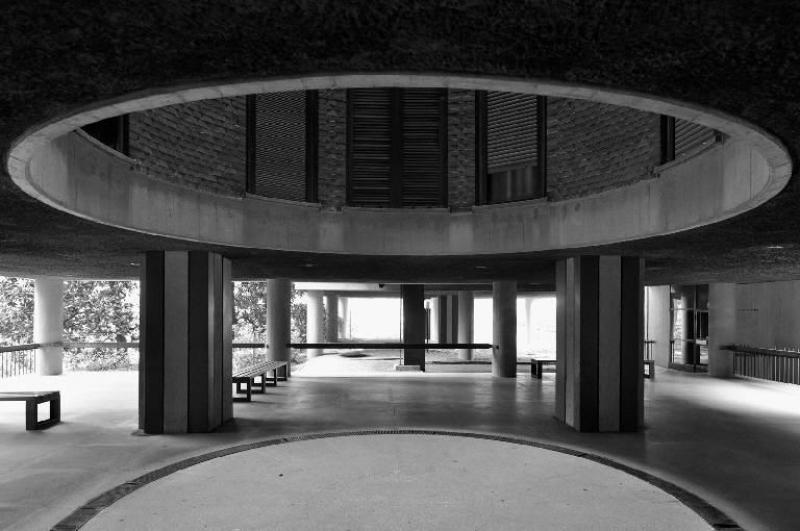 Dettaglio del cavedio di forma cilindrica