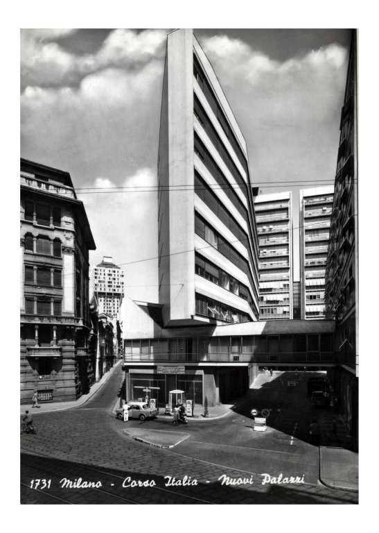 Edificio per abitazioni, negozi e uffici, corso Italia, Milano. Cartolina 