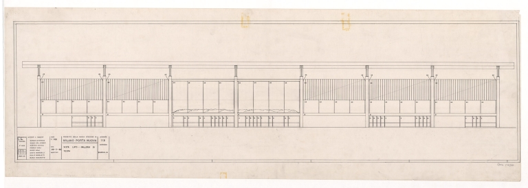 Prospetto galleria di testa. Scala 1:100, 20-9-1960. Inchiostro di china su carta da lucido