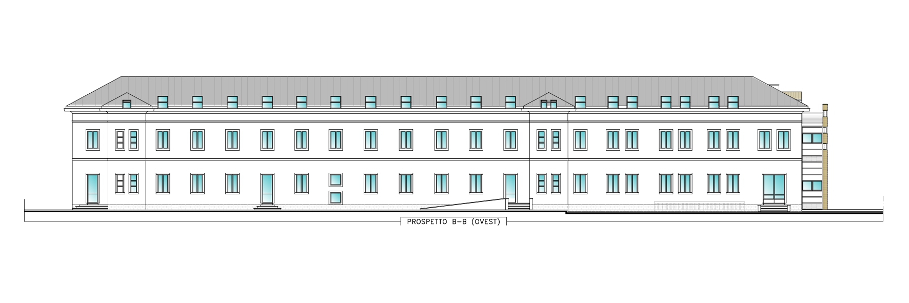 Progetto, Prospetto ovest