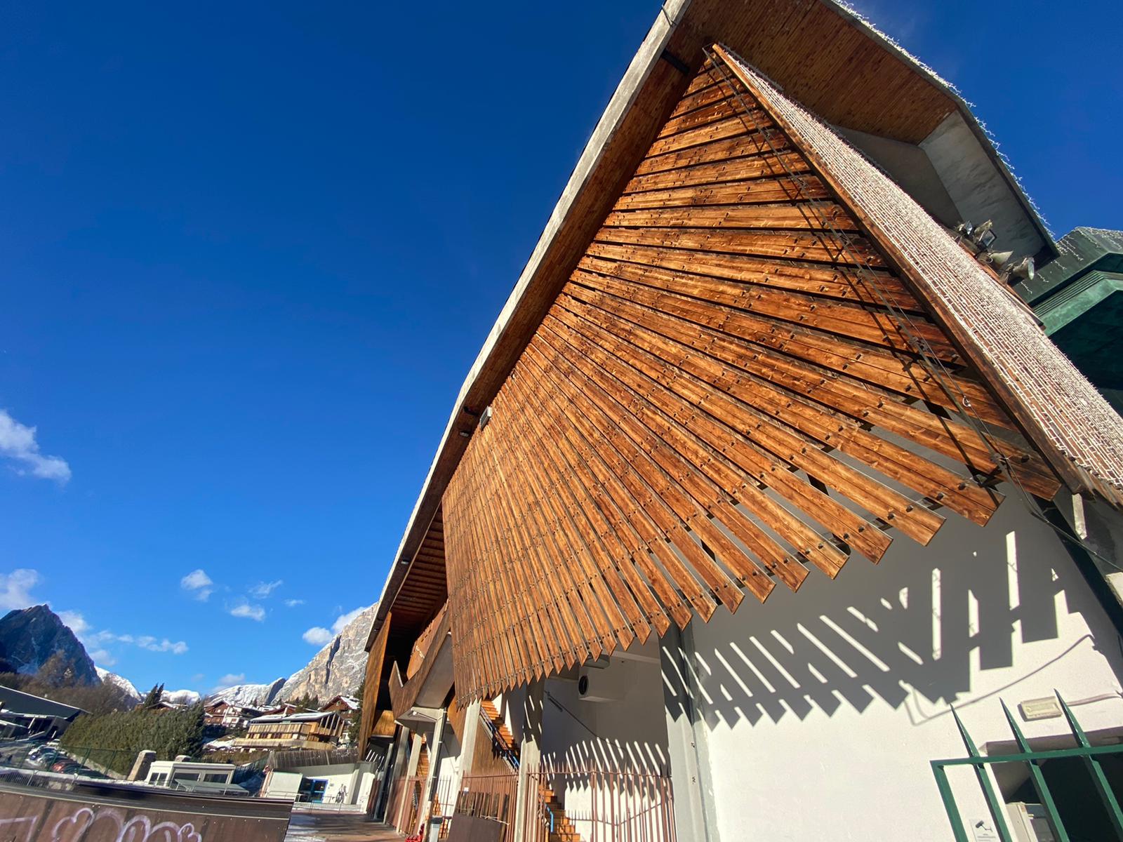 Prospetto nord, dettaglio del graticcio in legno 