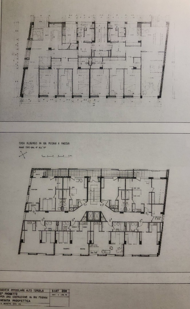 Piante piano alloggi, prima proposta e progetto definitivo