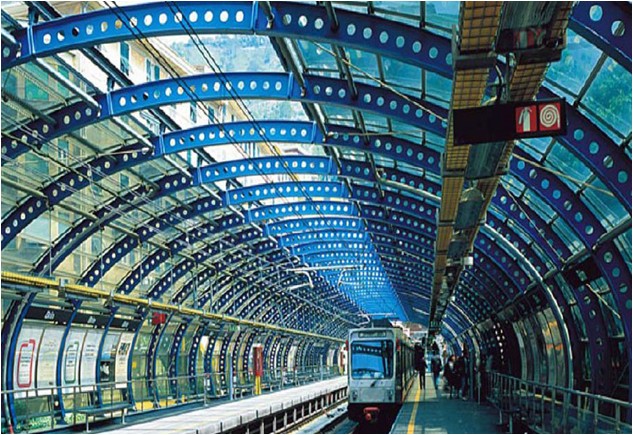 Veduta della stazione da via Brin a pochi anni dalla realizzazione 