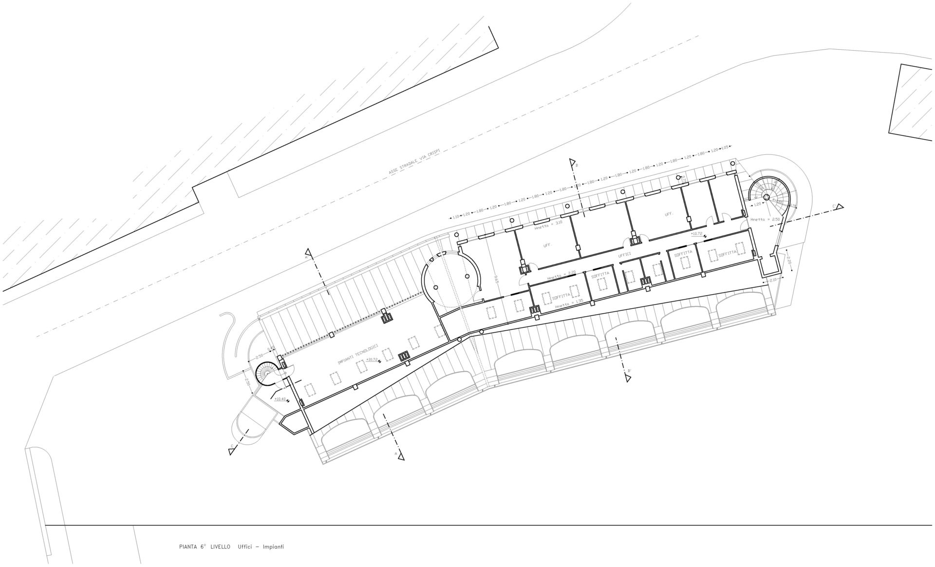 pianta 6° livello - uffici e impianti tecnologici
