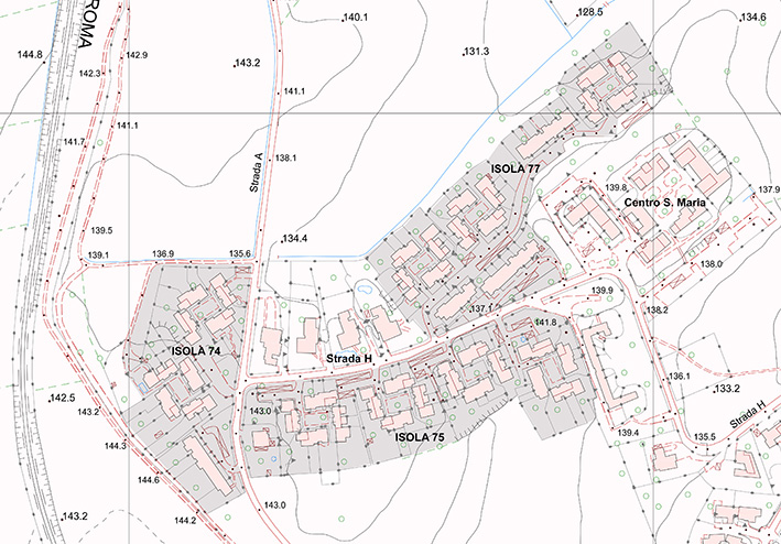 Planimetria dei tre interventi