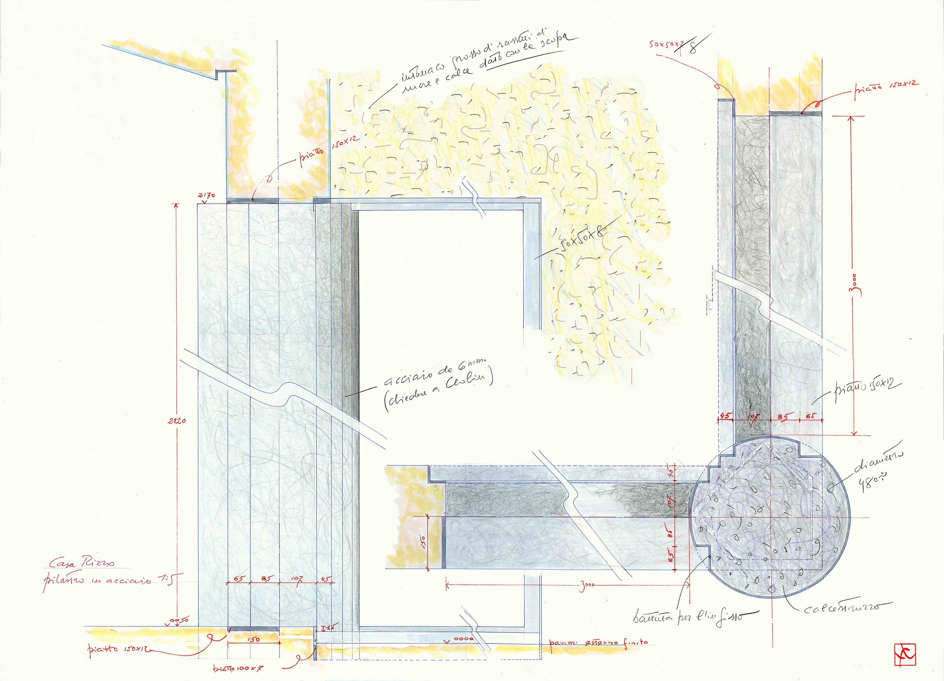Studio della colonna d'angolo 