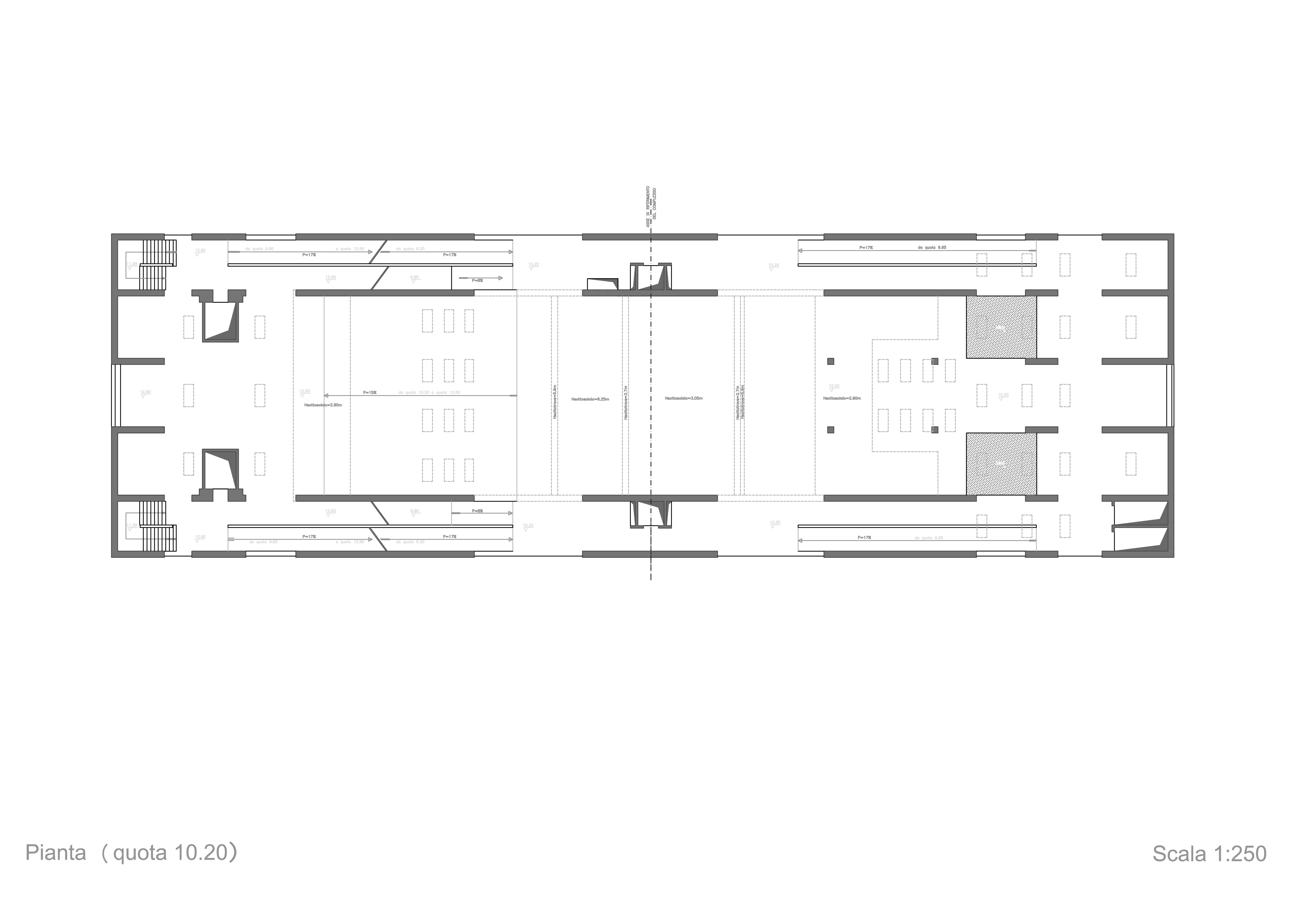 Pianta a quota 10,20 m (disegno di rilievo AM3 Architetti Associati)