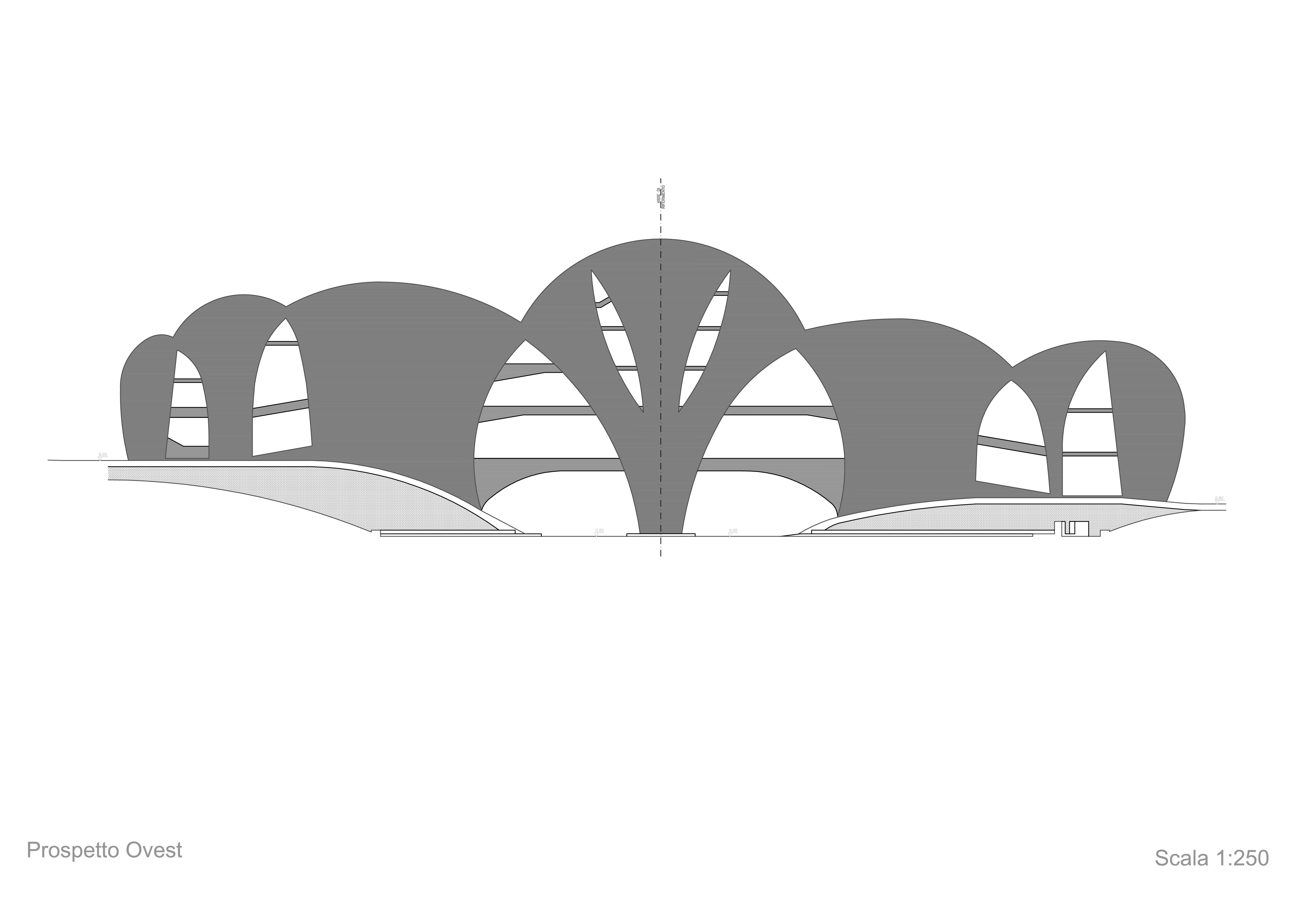 Prospetto ovest (disegno di rilievo AM3 Architetti Associati)