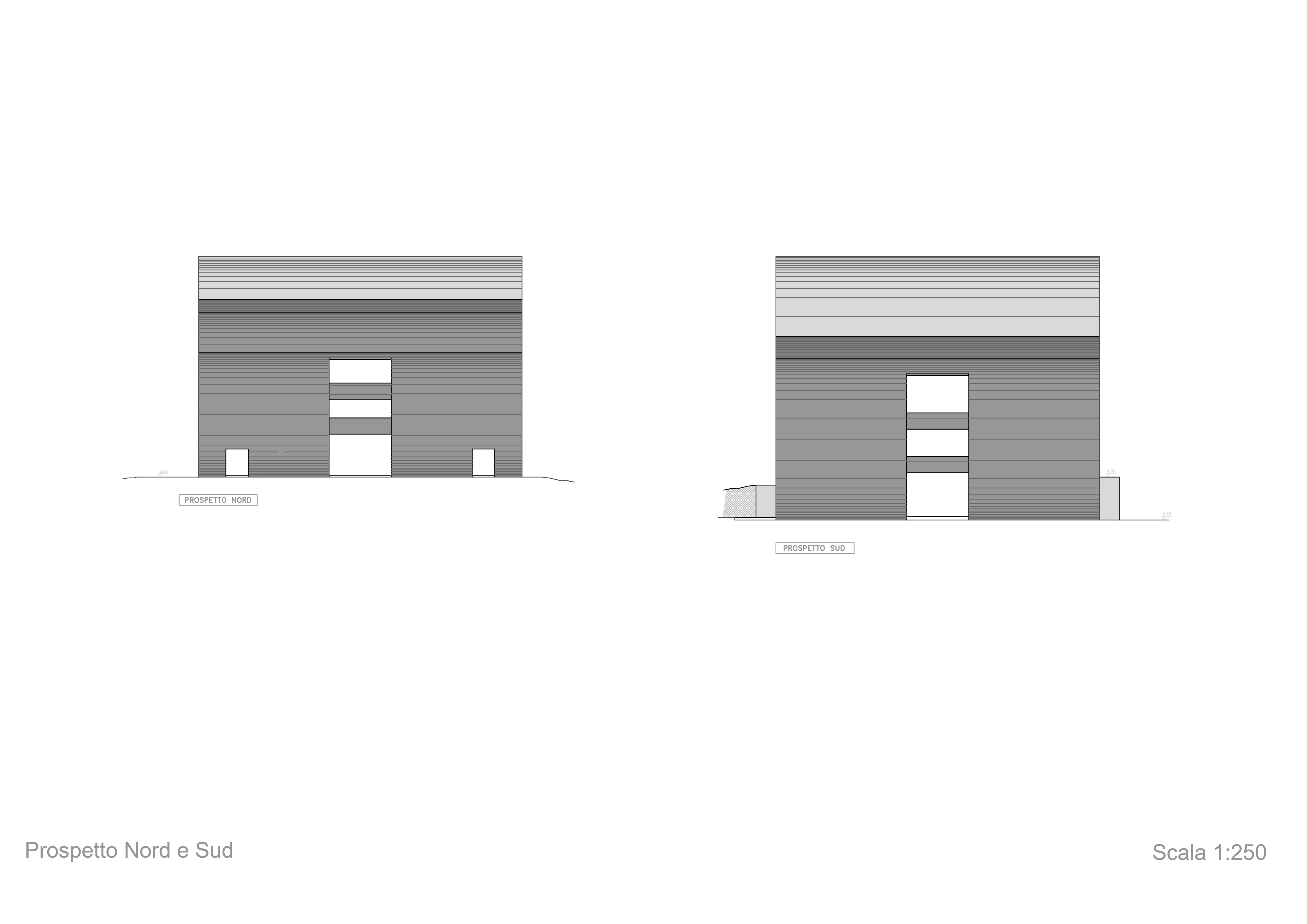 Prospetti nord e sud (disegno di rilievo AM3 Architetti Associati)