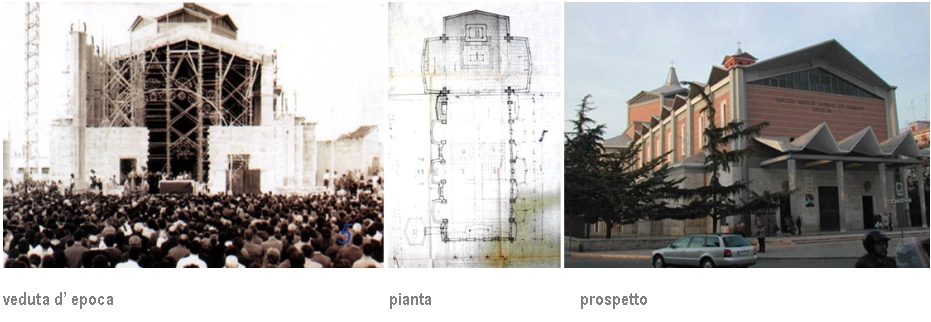 Veduta d'epoca, pianta e prospetto
