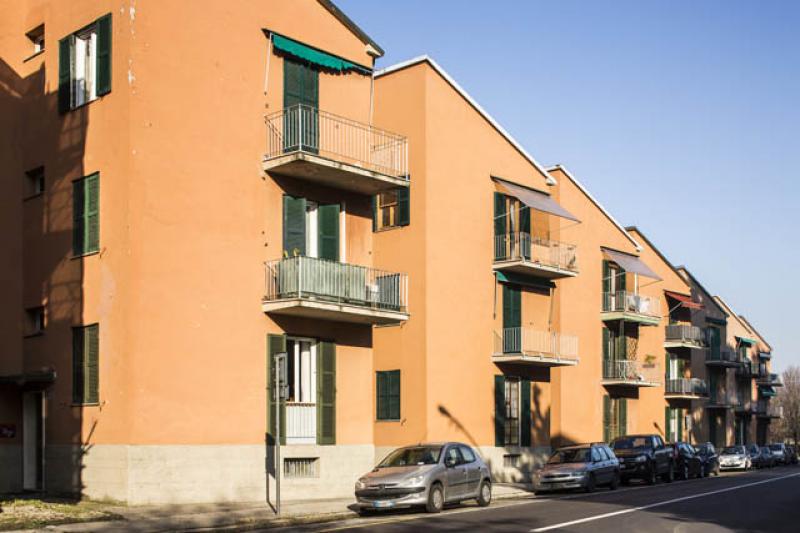 Vista delle case a schiera di via del Carroccio