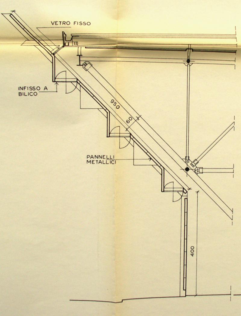 Particolare della sezione con materiali specificati