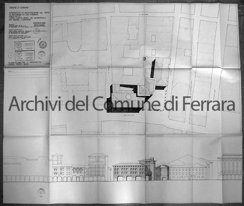 Planivolumetria e prospetto corso Porta Reno – scala 1:200: (1990)