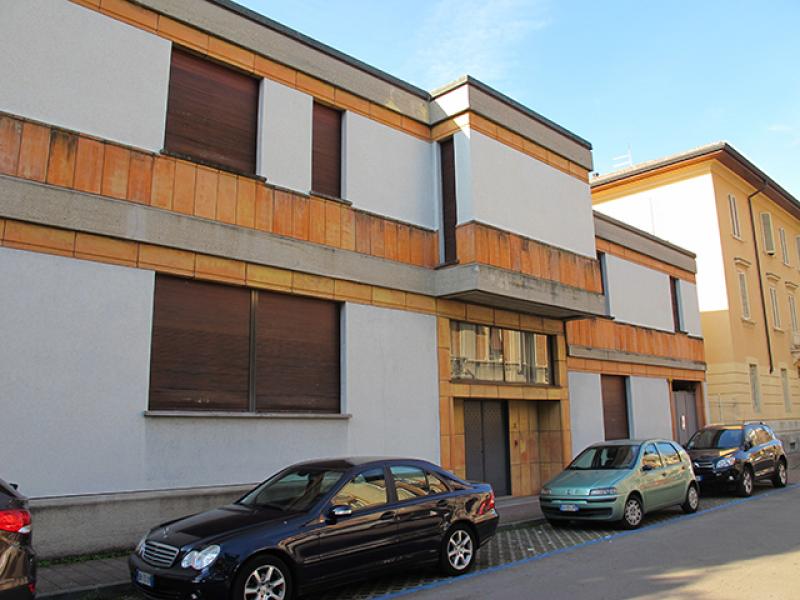 Vista fronte strada di Casa Corini, Parma