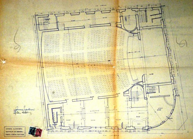 pianta piano platea progetto ing. Impallomeni (1947)