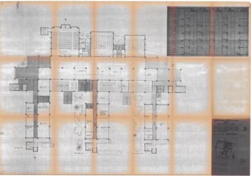 Disegno di progetto, pianta e sezioni
