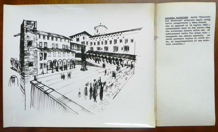 Vista prospettica della facciata, II soluzione (architetti Pizzigoni-SonzognI, luglio 1963). Stampa fotografica b/n. 